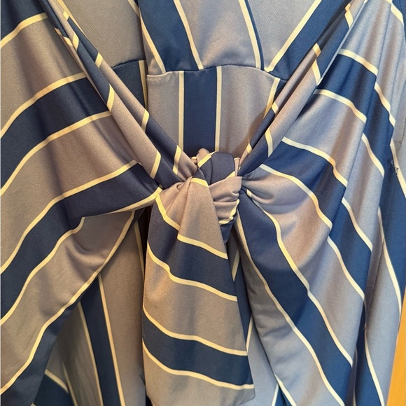 Eloquii Blue Faux Wrap Tie Front Maxi Dress - Picture 10 of 15